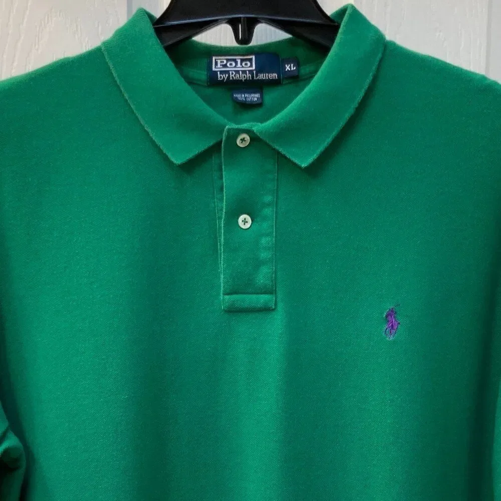 Polo Ralph Lauren Green Purple Pony Polo Shirt Size XL